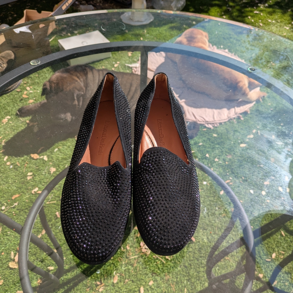 L'amour Des Pieds Studded Black Flats Loafers Slip-On 11